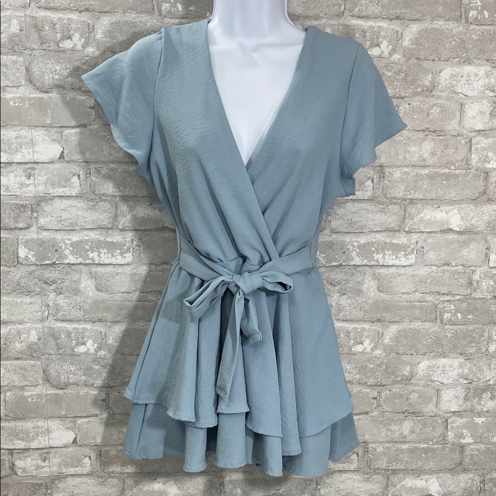 Altar'd State Light Blue Wrap Romper